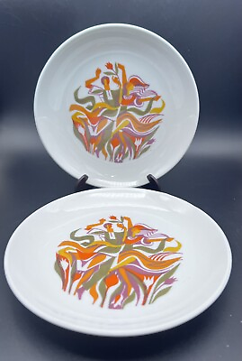 #ad NAAMAN ISRAEL Fine China Porcelain 2 PLATES Couple Dancers HAND PAINT Abstract $28.86