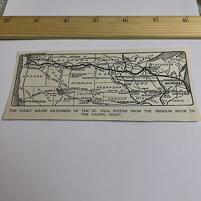 #ad #ad Antique 1909 Image: Map of Puget Sound Extension of St Paul Rail System to Coast $39.20
