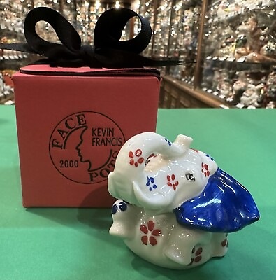 #ad Kevin Francis Face Pots 4th of July Flower Power quot;Nelliequot; the Elephant $35.00