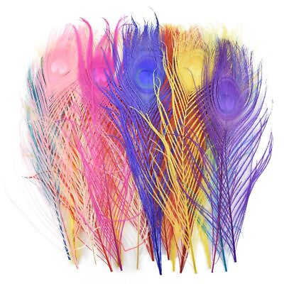 #ad Peacock Feather Craft Plume DIY Jewelry Decoration Party Costume Headdress 10pcs $10.49