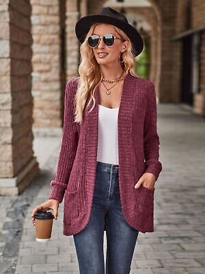 #ad Open Front Cardigan with Pockets $27.99