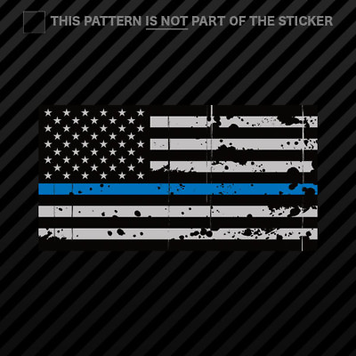 #ad Tattered Thin Blue Line Subdued American Flag Sticker Vinyl Law Police USA $3.99
