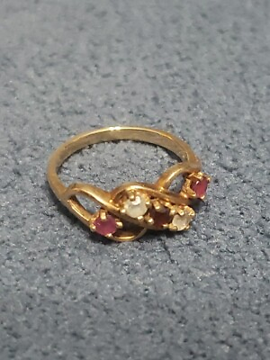#ad 10k Gold Antique Muliti Gemstone Ruby Ect Ring Sz 6 $149.00