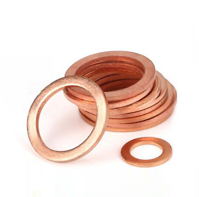 #ad Solid Copper Sealing Gasket Flat Ring Seal Washers Thickness 1mm All Sizes $2.29