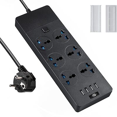 #ad European Power Strip Universal Power Strip with 6 AC Outlets and 4 USB Ports... $41.28