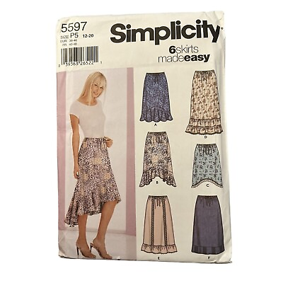 #ad Simplicity Sewing Pattern 5597 Size 6 12 Flowy Boho Elastic Skirt Waist 6 Length $3.82