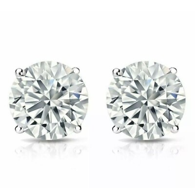 #ad 2Ct Round Cut Lab Created Diamond Screw Back Stud Earrings 14K White Gold Plated $35.99