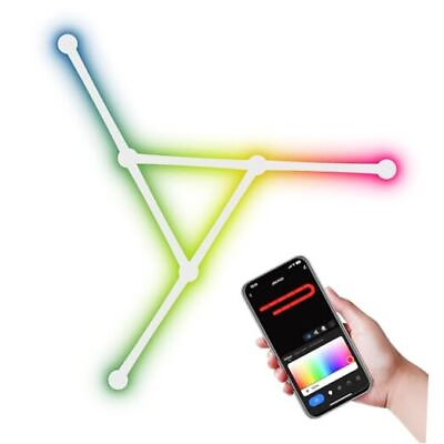 #ad RGB Smart LED Gaming Light Lines Music Sync Home Wall 6 Pcs Kits White $111.98