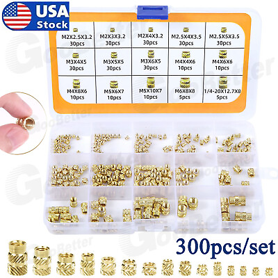 #ad 300x M2 M6 Brass Knurled Nut Threaded Heat Resistant Set Inserts for 3D Printing $15.09