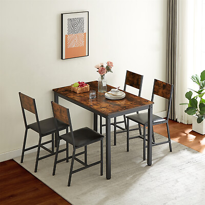 #ad 5 Piece Dining Table Set Kitchen Breakfast Furniture with 4 Upholstered Chairs $203.99