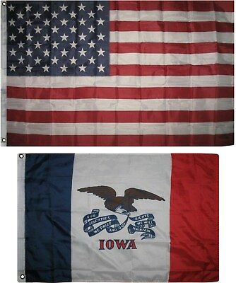 #ad Wholesale Combo Lot 3x5 USA Flag amp; State of Iowa 2x3 2 Flags Banner $13.33