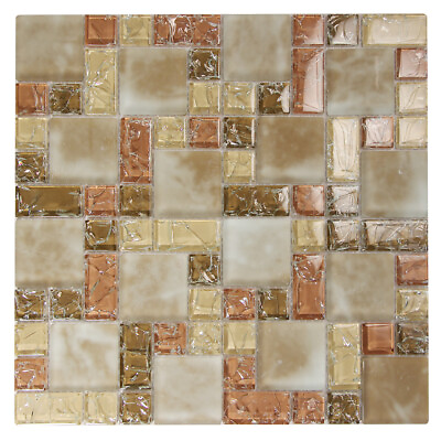 #ad Mosaic Glass Tile Crius French Kitchen Bathroom Fireplace Wall Backsplash Beige $72.97
