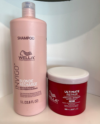 #ad Wella INVIGO Recharge Color Refreshing Shampoo REPAIR Conditioner 16.9 oz $60.99