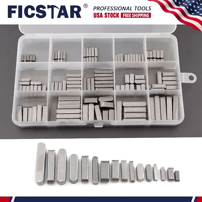 #ad 140Pcs Round Ended Feather Key Drive Shaft Parallel Keys Assortment 8 30mm $12.61