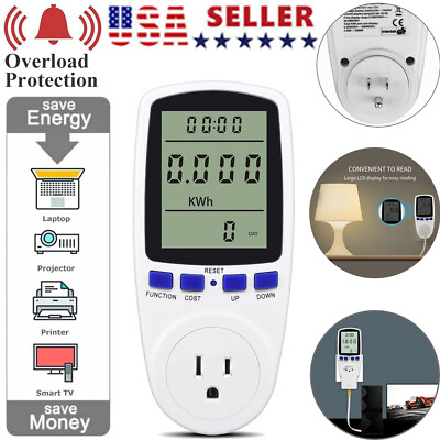 LCD Power Meter Consumption Energy Analyzer Watt Amps Volt Electricity Monitor $12.90