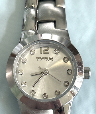 #ad TMX Timex Silver Tone Womens Quartz Analog Bracelet Watch K8 $12.95