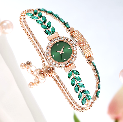 #ad Ladies Women Quartz Wrist Watch Watch Crystal Bracelet Rose Gold Gift UK GBP 5.99