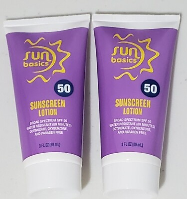 #ad SET OF 2 Sun Basics Suncreen Lotion Broad Spectrum SPF 50 Water Resistant No Pab $6.99