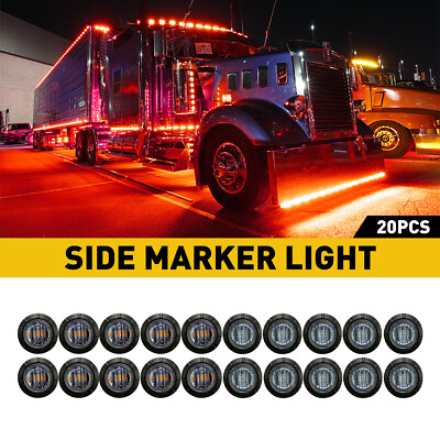 #ad 20X Smoked Marker Side Round lights Truck Amber Trailer Red LED Bullet Light $18.04