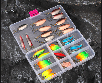 #ad 30pcs Colorful Casting Fishing Spinner Baits Trout Trolling Spoon Fishing Lures $16.97