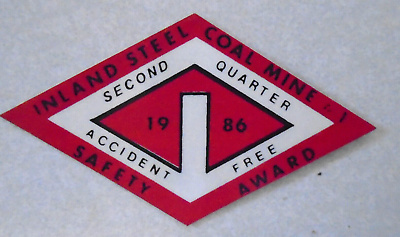 #ad Vintage Mining Miner Sticker Hardhat Decal INLAND STEEL Safety Award 4 INCH $7.99