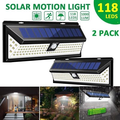 #ad 118 LED Solar Powered PIR Motion Sensor Wall Light Outdoor Garden Lamp 3 Modes $26.59