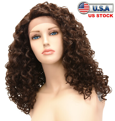 #ad Long Black Kinky Curly Synthetic No Lace Wigs Baby Hair Natural Heat Resistant $17.98
