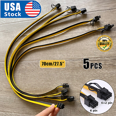 #ad #ad 5pcs 70cm Quality Breakout Cable 6Pin to 8Pin 62Pin PCI E Cable 18AWG Mining $21.98