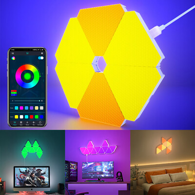 #ad 10X Smart LED Triangle Wall Lights APP Control RGBIC DIY Gaming Modular Lamp US $85.21
