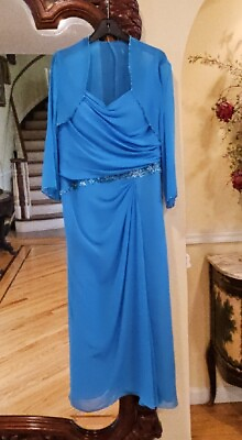 #ad Vintage Chiffon Gown Blue $85.00