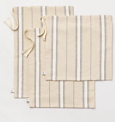 #ad Magnolia Hearth Hand Storage or Gift Bag Fabric Cloth Stripe Set 3 Bread Pantry $32.00