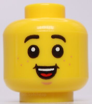 #ad Lego Yellow Head Child Black Eyebrows Freckles Small Open Smile with Top Teeth $1.25