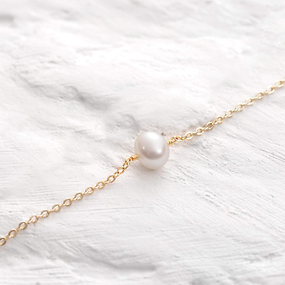#ad Minimalist Single Pearl Bracelet Natural Freshwater Pearl Bracelet 14K Gold Gift $28.00