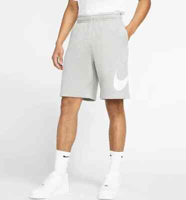 #ad Nike Sportswear Men#x27; Club Grey Heather White Graphic Shorts BV2721 063 Size M $29.99