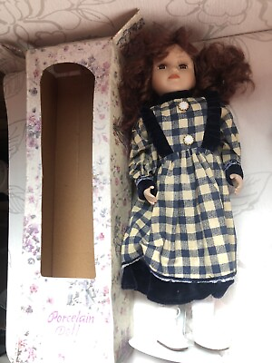 #ad 15 Inch High Beautiful Porcelain Doll Vintage Boxed Collectible GBP 15.00