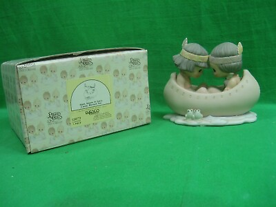 #ad Precious Moments Many Moons In Same Canoe Blessum You 1988 Figurine 520772 $55.97