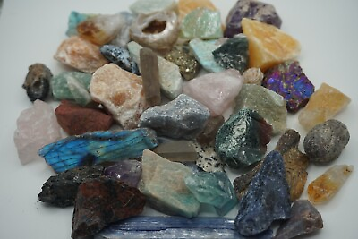#ad Crafters Collection 1 Lb Natural Crystals Mineral Specimens Mixed Gemstones $18.71