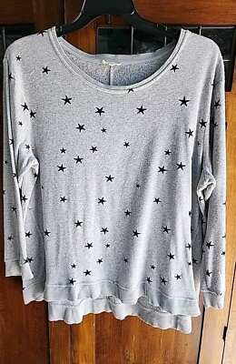#ad Jane and Delancey 1X Gray with Black Stars Relax Fit Oversized Sweatshirt Top $16.10
