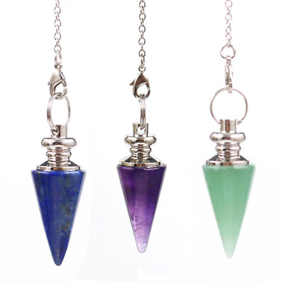#ad Natural Crystal Quartz Gemstone Point Dowsing Pendulum Scrying Dowser Healing $3.32