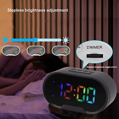#ad L2S Black Digital Clock LED Alarm Big Digits Color Display Dimmable $19.20