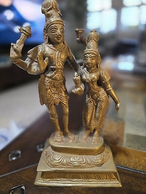 #ad Antique Vintage Brass Hare Krishna Radha God Statue Idol Rare Collectible $118.75