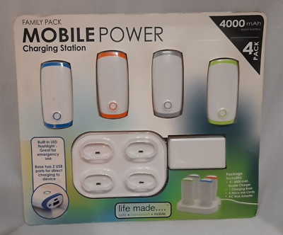 #ad Life Made Family Pack Mobile Power Charging Station LPBNKFAM44 R $45.99