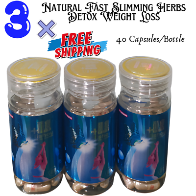 #ad x3 Bottles Natural Fast Slimming Herbs Detox Weight Loss Fat Burn 40 Capsules $55.99