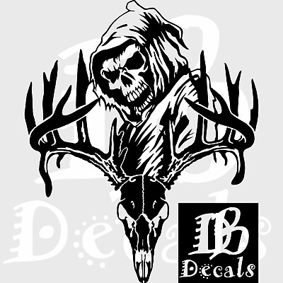 #ad Deer Skull Bone Hunting Buck Reaper Car Truck Window Laptop Vinyl Decal Sticker $18.65