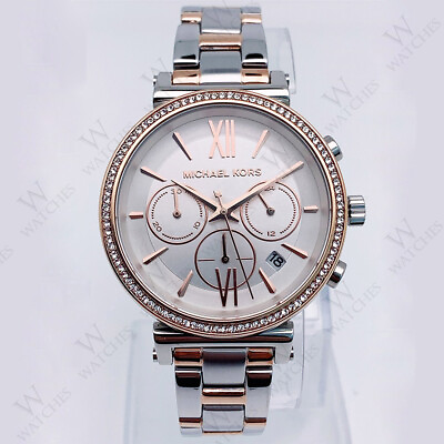 #ad Michael Kors MK6558 Sofie Chronograph Two Tone Bracelet Fashion Women#x27;s Watch $104.00