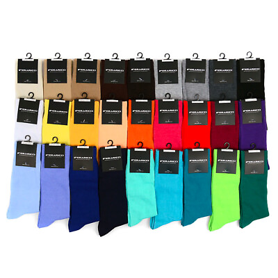 #ad Feraricci Men Bold Colorful Solid Crew Casual Dress Socks Size 10 13 Shoe 8 12 $7.98