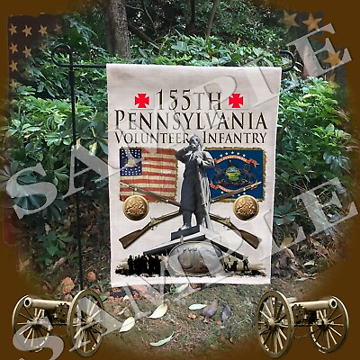 #ad 155th Pennsylvania Infantry American Civil War themed linen garden yard flag $23.99