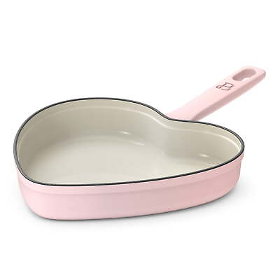 #ad Beautiful 10” Enameled Cast Iron Heart Skillet Pink Champagne by Drew Barrymore $35.97