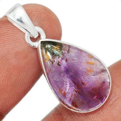 #ad Natural Cacoxenite Super 7 925 Sterling Silver Pendant Jewelry CP32376 $22.99