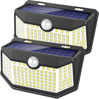 #ad Solar Lights Outdoor 120 LED with Reflectors 3 Lighting Modes Motion Sensor Wall $26.36